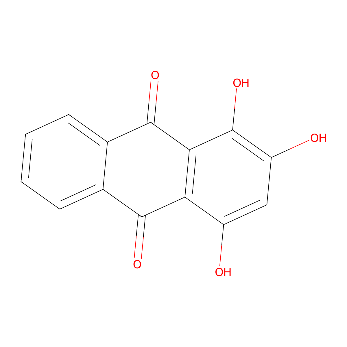 Purpurin anthraquinone molecular structure, CAS 81-54-9