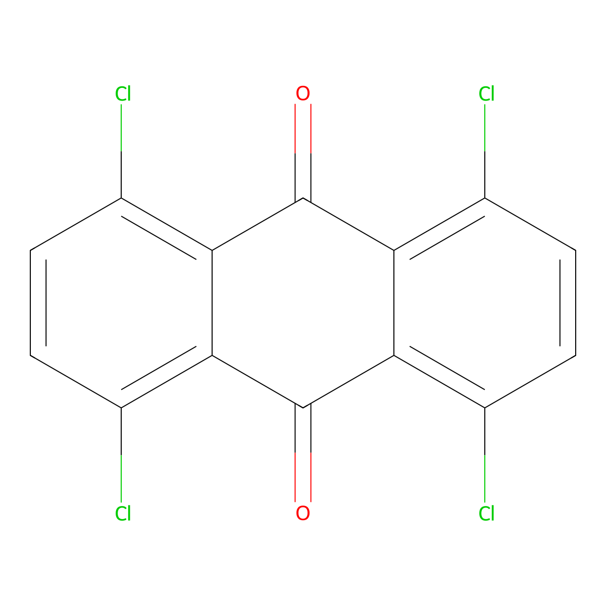 9,10-Anthracenedione, 1,4,5,8-tetrachloro- molecular structure, CAS 81-58-3