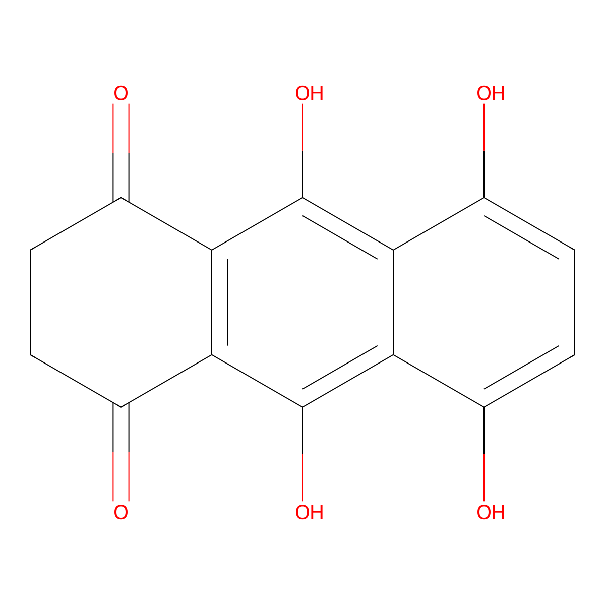 9,10-Anthracenedione, 2,3-dihydro-1,4,5,8-tetrahydroxy- molecular structure, CAS 81-59-4