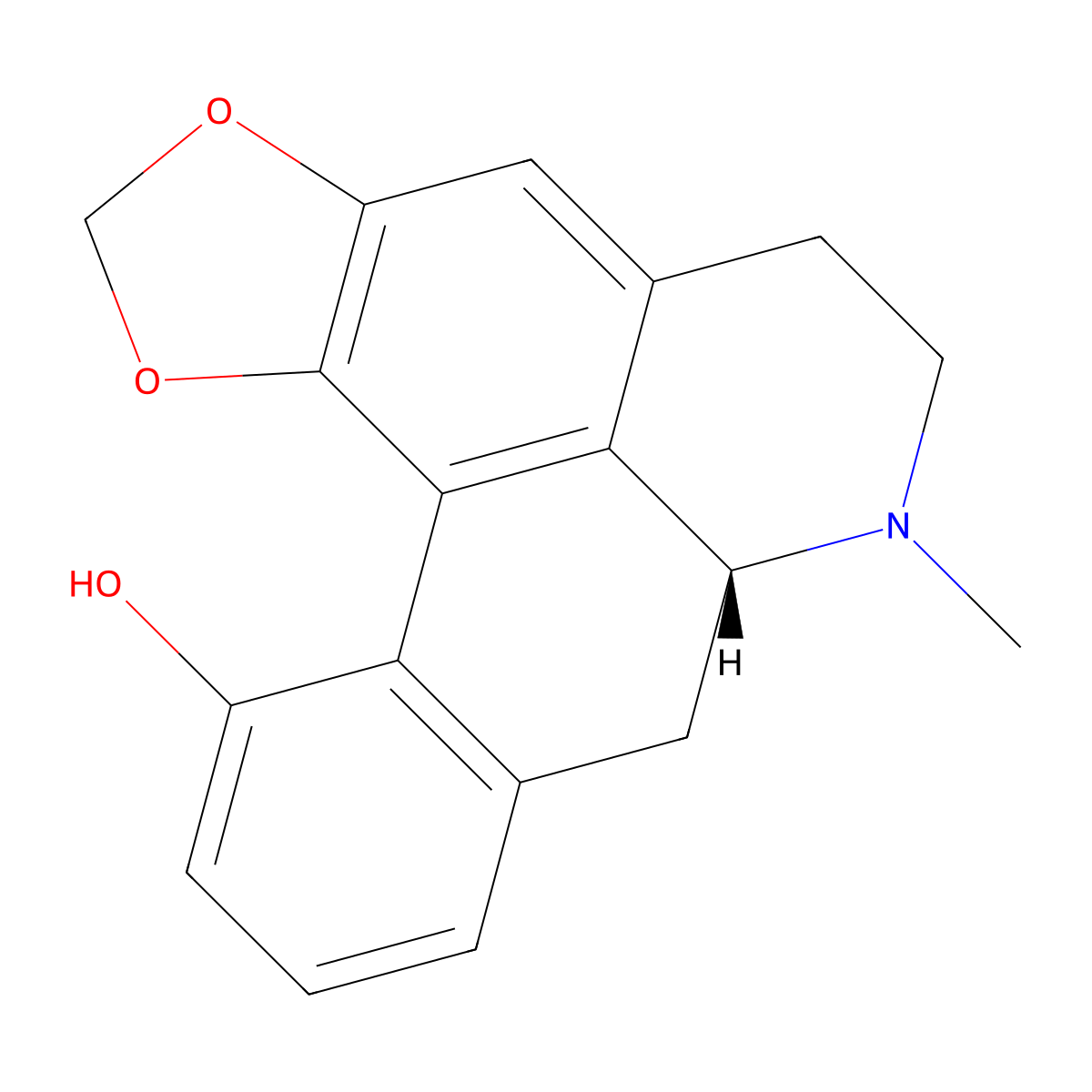 (7aR)-6,7,7a,8-Tetrahydro-7-methyl-5H-benzo(g)-1,3-benzodioxolo(6,5,4-de)quinolin-12-ol molecular structure, CAS 81-67-4