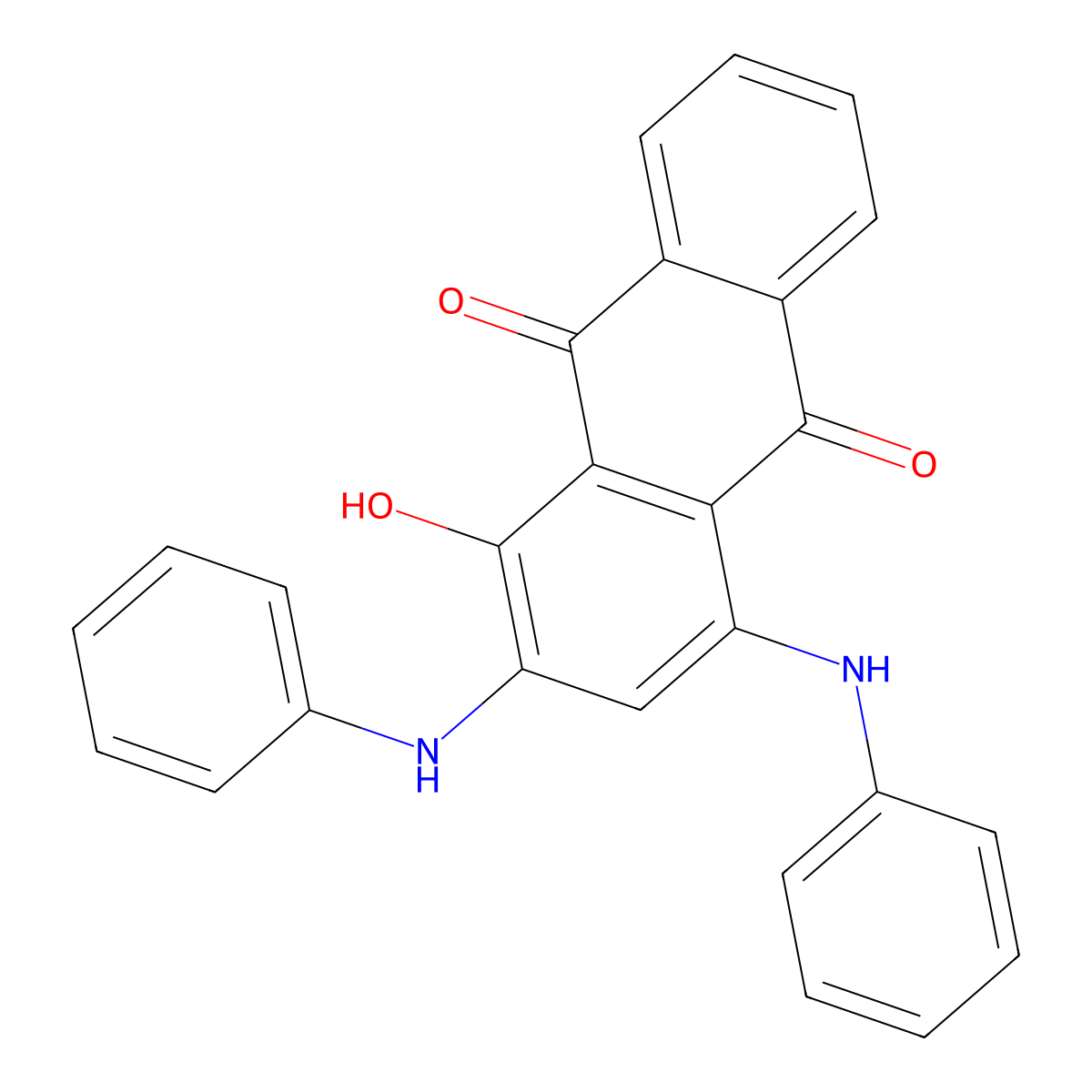 1-Hydroxy-2,4-bis(phenylamino)anthraquinone molecular structure, CAS 81-70-9