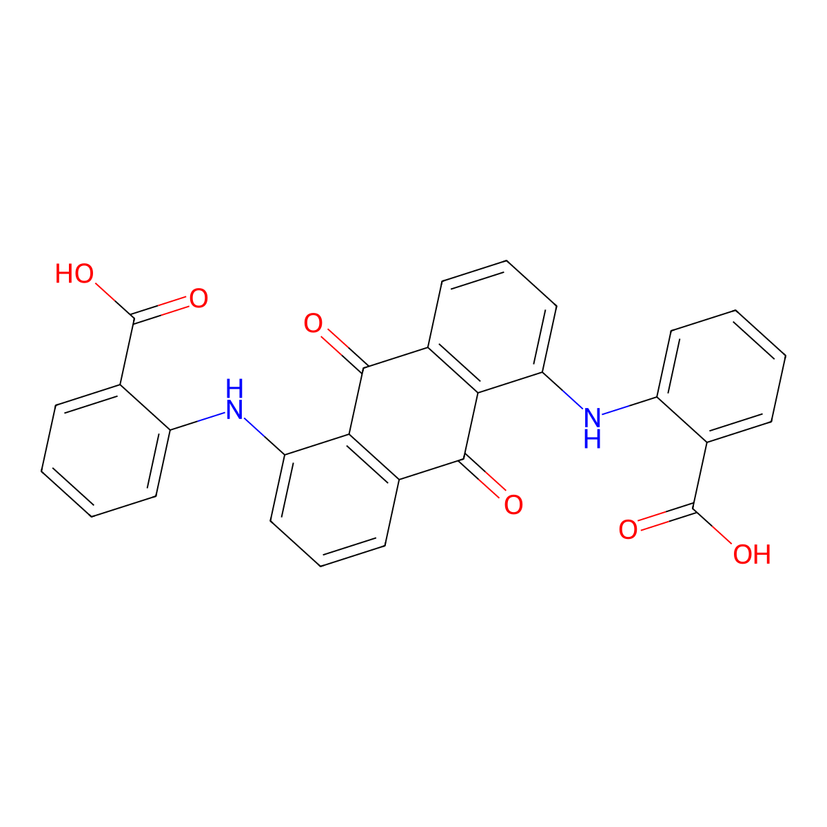 1,5-Bis(2-carboxyanilino)anthraquinone molecular structure, CAS 81-78-7
