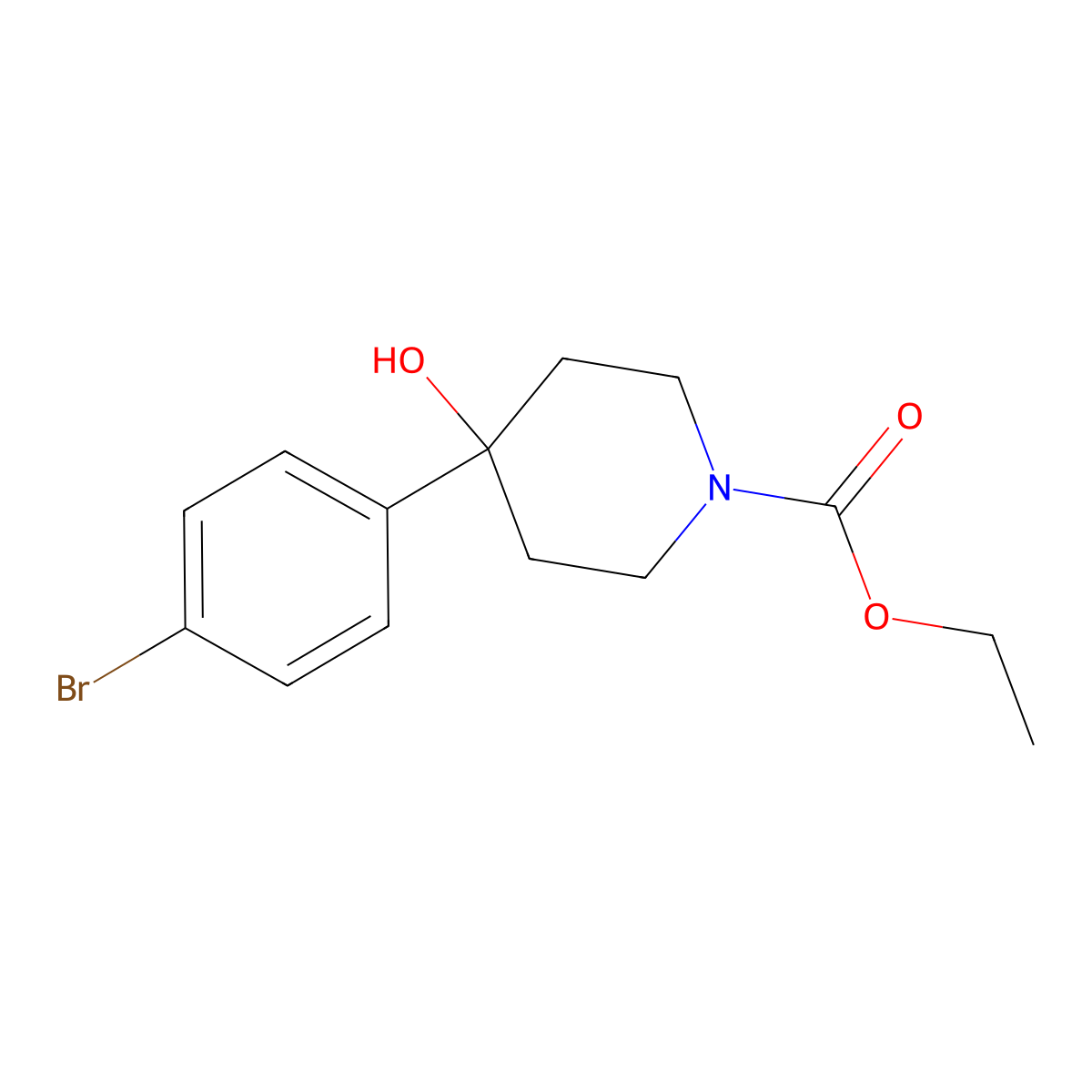 Ethyl 4-(4-bromophenyl)-4-hydroxypiperidine-1-carboxylate molecular structure, CAS 81010-24-4