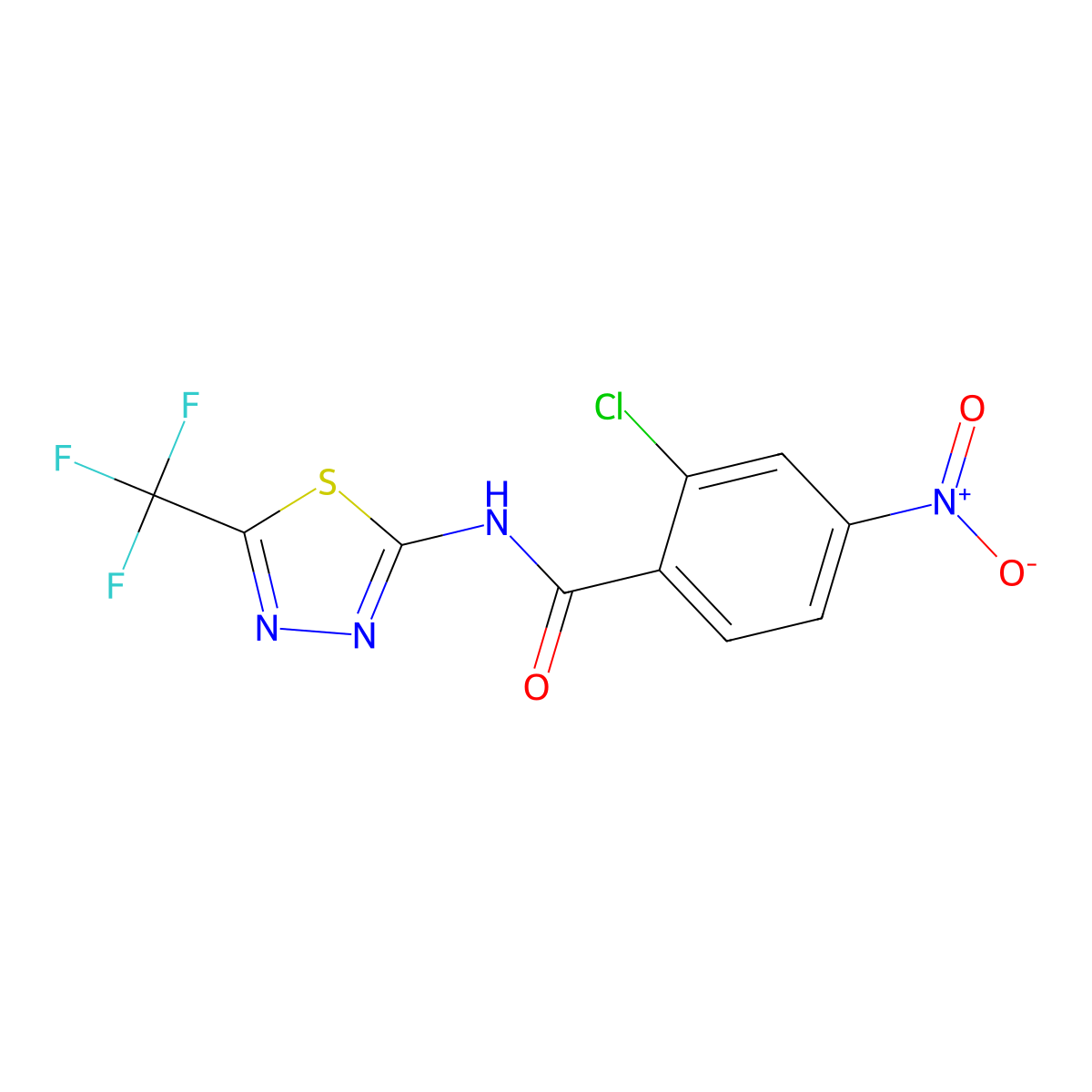 2-chloro-4-nitro-N-[5-(trifluoromethyl)-1,3,4-thiadiazol-2-yl]benzamide molecular structure, CAS 81016-83-3