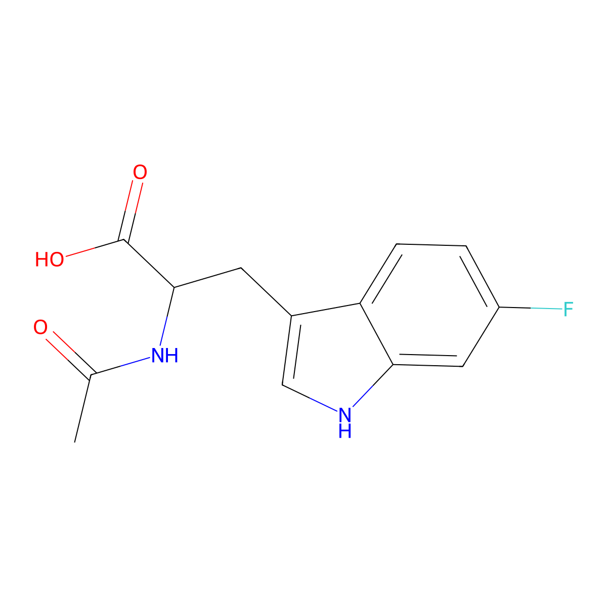 2-acetamido-3-(6-fluoro-1H-indol-3-yl)propanoic acid molecular structure, CAS 81024-49-9