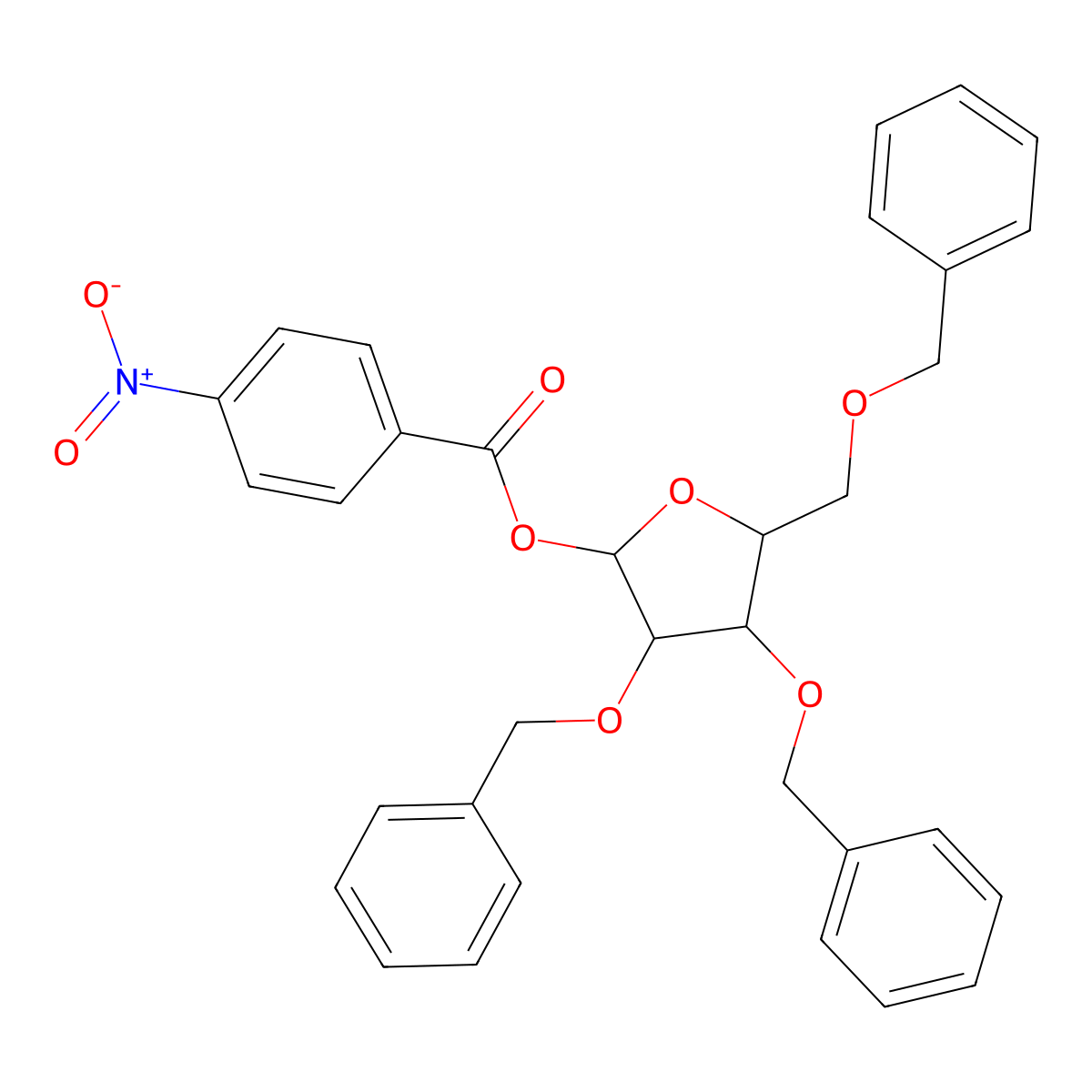 2,3,5-Tri-O-benzyl-1-O-(4-nitrobenzoyl)pentofuranose molecular structure, CAS 81025-70-9