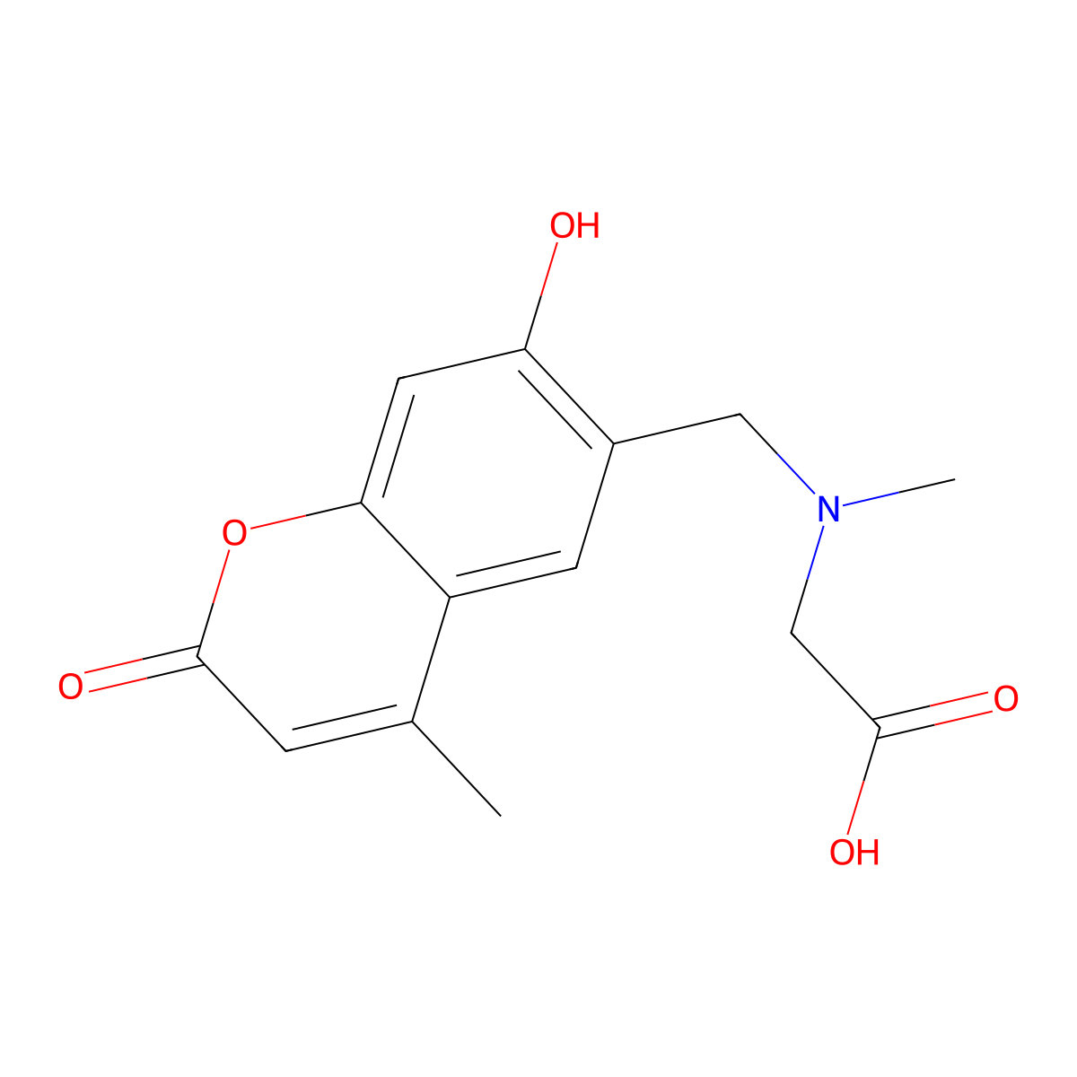 N-[(7-hydroxy-4-methyl-2-oxo-2H-1-benzopyran-6-yl)methyl]sarcosine molecular structure, CAS 81028-96-8