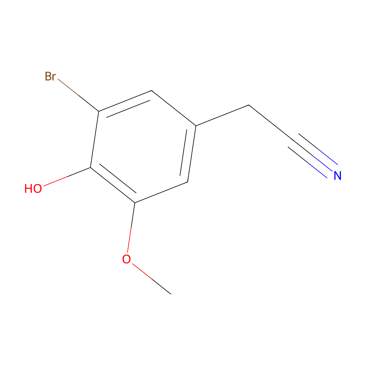 3-Bromo-4-hydroxy-5-methoxyphenylacetonitrile molecular structure, CAS 81038-44-0