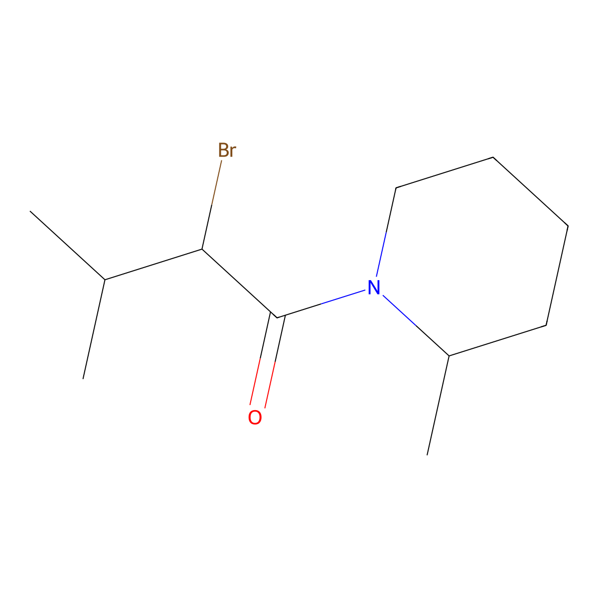 2-Bromo-3-methyl-1-(2-methylpiperidin-1-yl)butan-1-one molecular structure, CAS 81042-30-0
