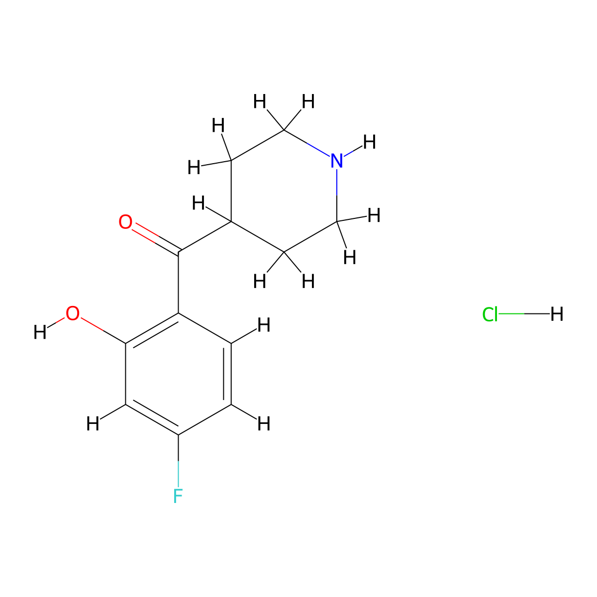 (4-Fluoro-2-hydroxyphenyl)(piperidin-4-yl)methanone hydrochloride molecular structure, CAS 81043-50-7
