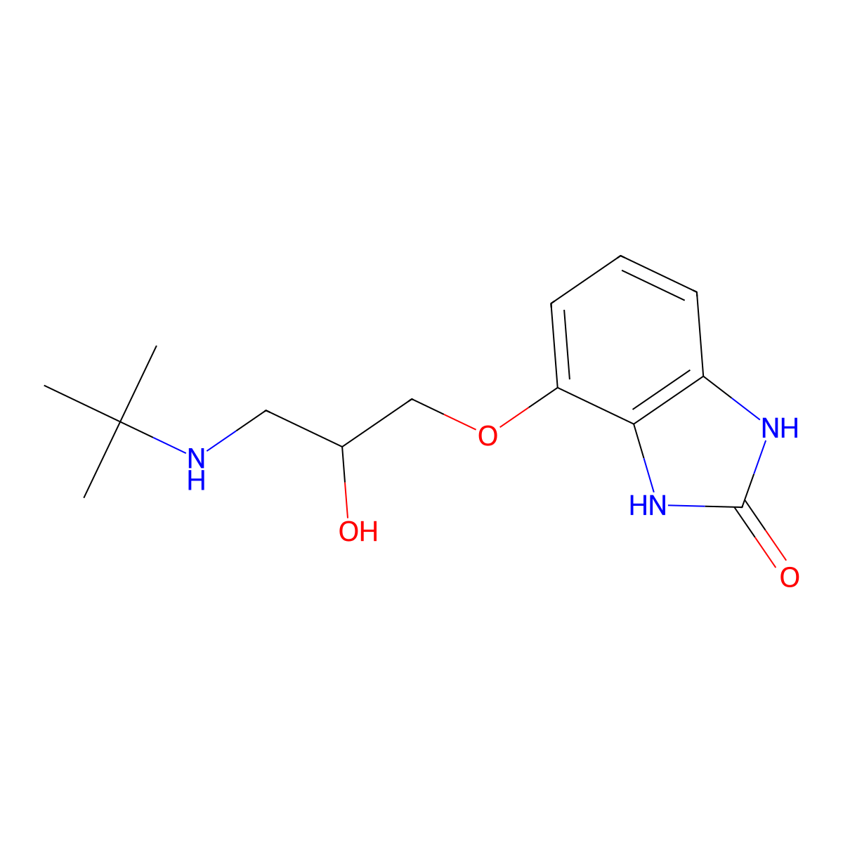 4-(3-((1,1-Dimethylethyl)amino)-2-hydroxypropoxy)-1,3-dihydro-2H-benzimidazol-2-one molecular structure, CAS 81047-99-6
