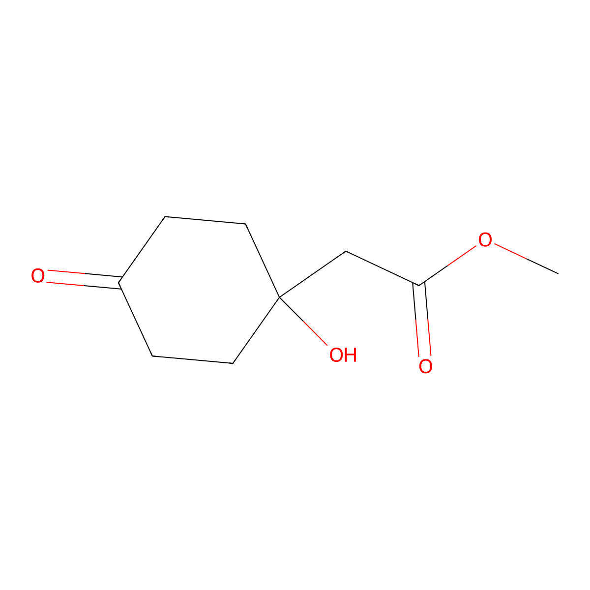 Methyl 2-(1-hydroxy-4-oxocyclohexyl)acetate molecular structure, CAS 81053-14-7