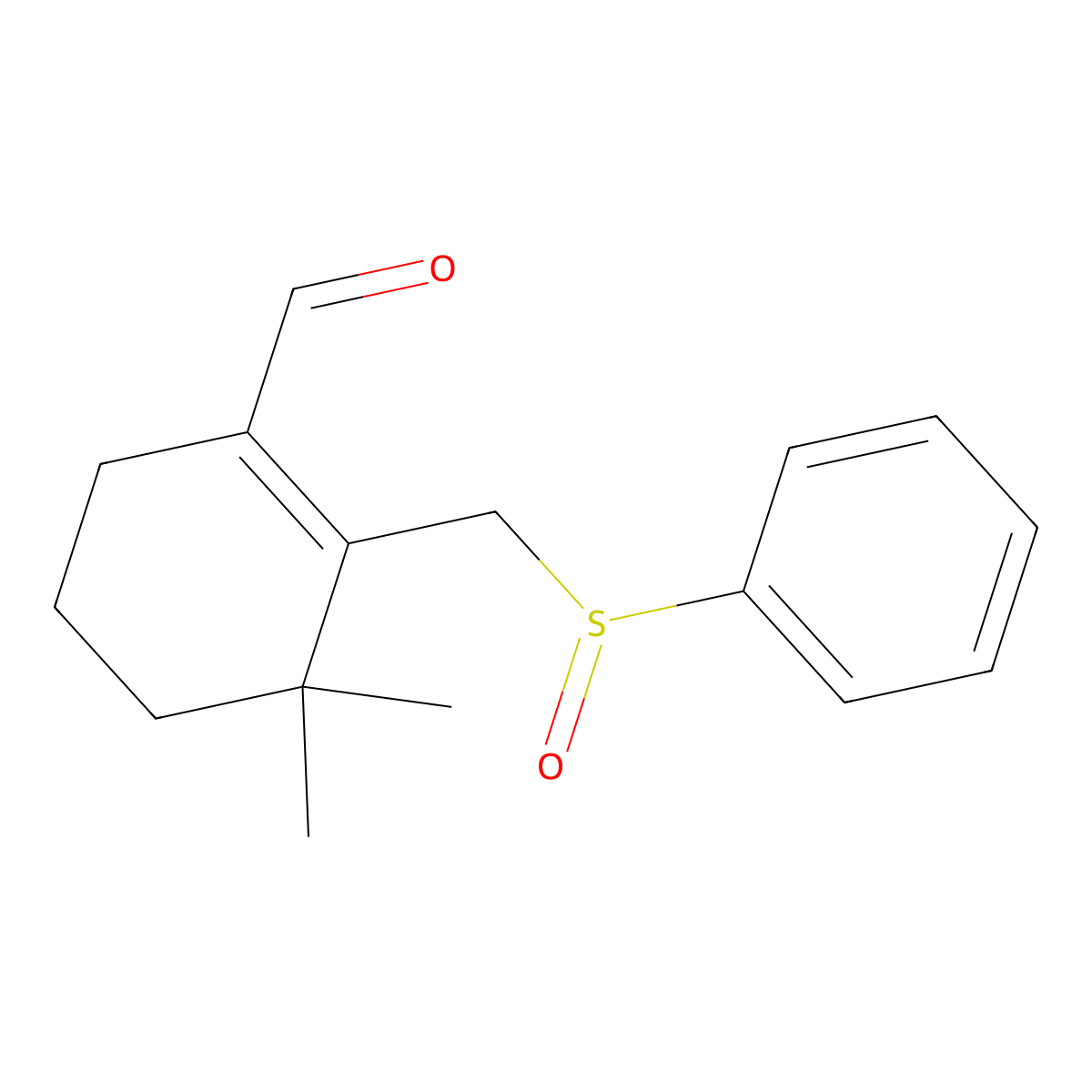 3,3-Dimethyl-2-[(phenylsulfinyl)methyl]-1-cyclohexene-1-carbaldehyde molecular structure, CAS 81054-00-4