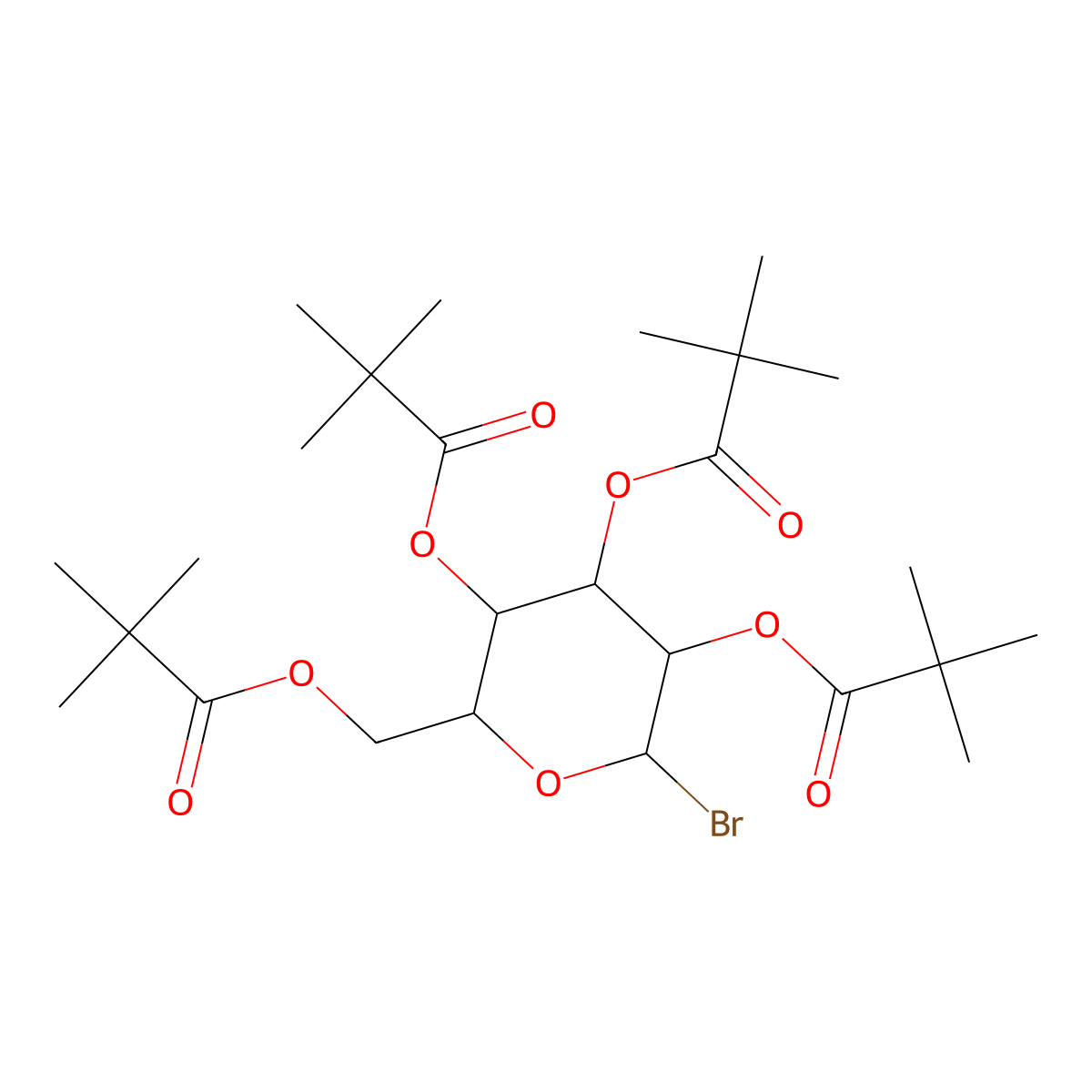 ((2R,3R,4S,5R,6R)-6-bromo-3,4,5-tris(2,2-dimethylpropanoyloxy)oxan-2-yl)methyl 2,2-dimethylpropanoate molecular structure, CAS 81058-27-7