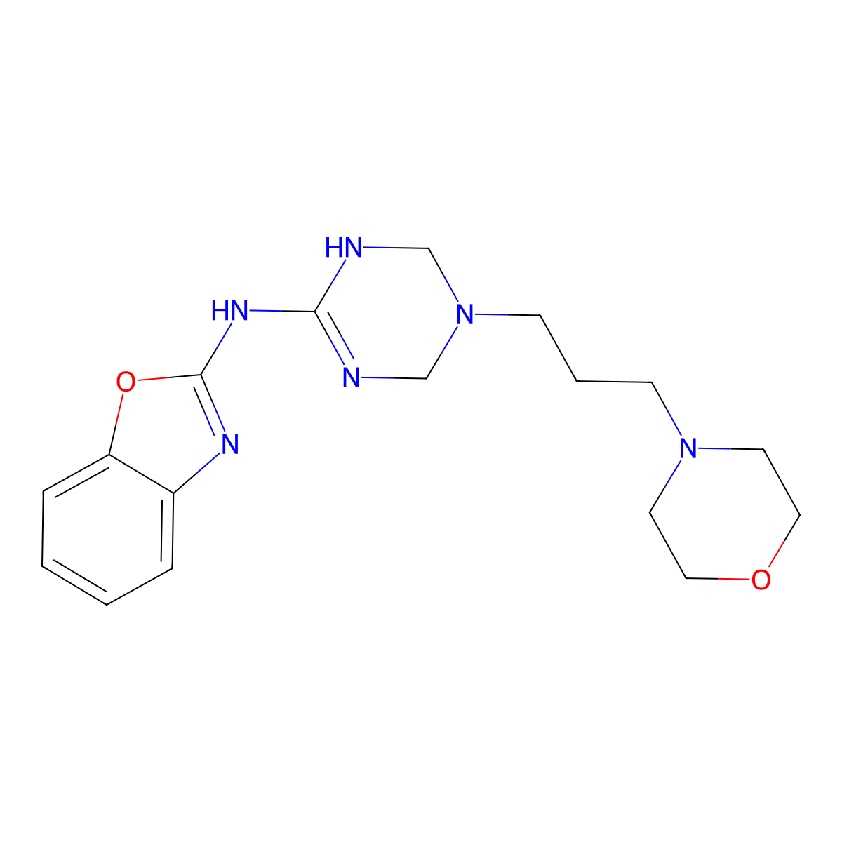 N-(1,3-benzoxazol-2-yl)-N-[5-(3-morpholinopropyl)-1,4,5,6-tetrahydro-1,3,5-triazin-2-yl]amine molecular structure, CAS 810627-98-6