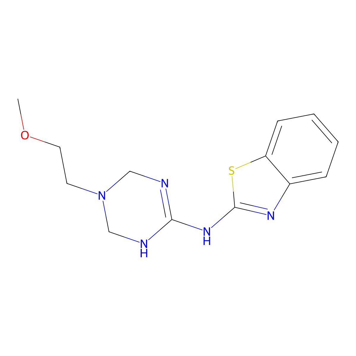 N-[5-(2-methoxyethyl)-1,4,5,6-tetrahydro-1,3,5-triazin-2-yl]-1,3-benzothiazol-2-amine molecular structure, CAS 810628-02-5