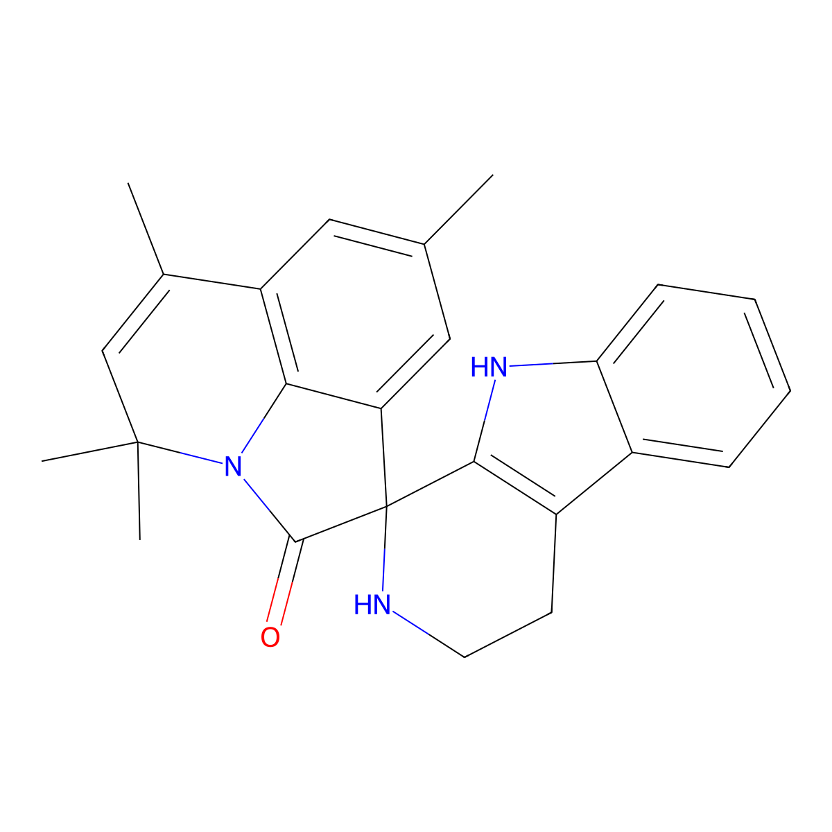 4',4',6',8'-tetramethyl-2,3,4,9-tetrahydro-4'H-spiro[beta-carboline-1,1'-pyrrolo[3,2,1-ij]quinolin]-2'-one molecular structure, CAS 810630-80-9