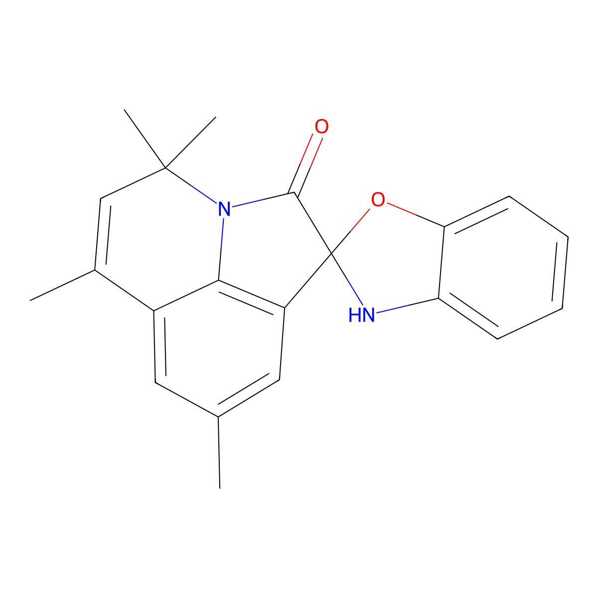 4',4',6',8'-tetramethyl-3H,4'H-spiro[1,3-benzoxazole-2,1'-pyrrolo[3,2,1-ij]quinolin]-2'-one molecular structure, CAS 810631-07-3