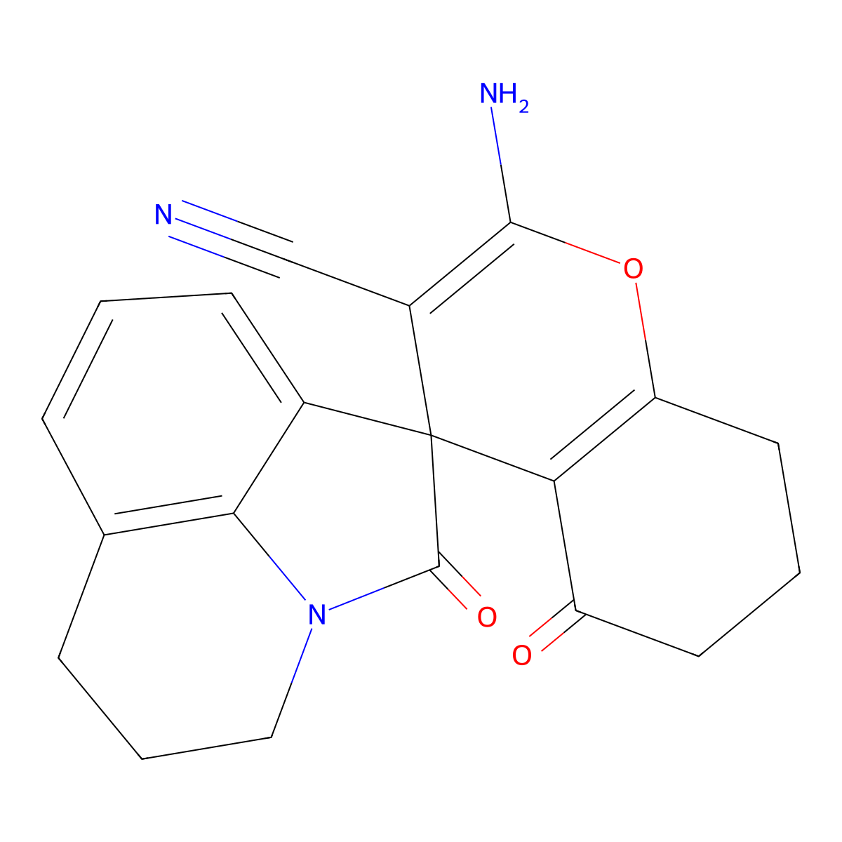2-amino-2',5-dioxo-5,5',6,6',7,8-hexahydro-4'H-spiro[chromene-4,1'-pyrrolo[3,2,1-ij]quinoline]-3-carbonitrile molecular structure, CAS 810632-21-4
