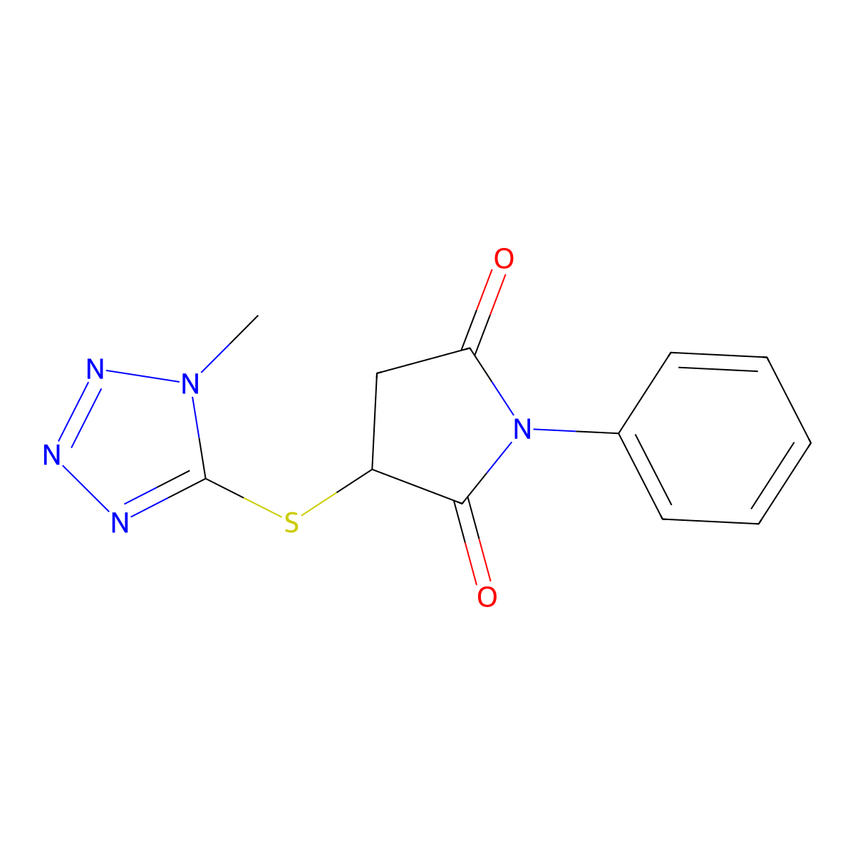 3-[(1-Methyl-5-tetrazolyl)thio]-1-phenylpyrrolidine-2,5-dione molecular structure, CAS 810632-74-7