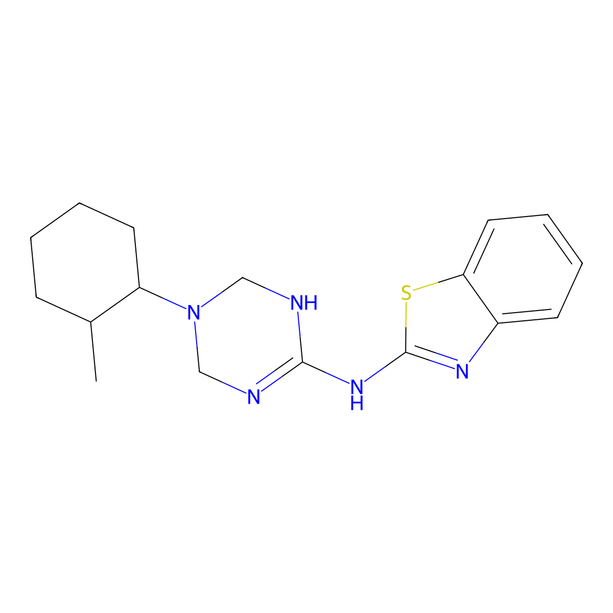 N-[3-(2-methylcyclohexyl)-2,4-dihydro-1H-1,3,5-triazin-6-yl]-1,3-benzothiazol-2-amine molecular structure, CAS 810633-97-7