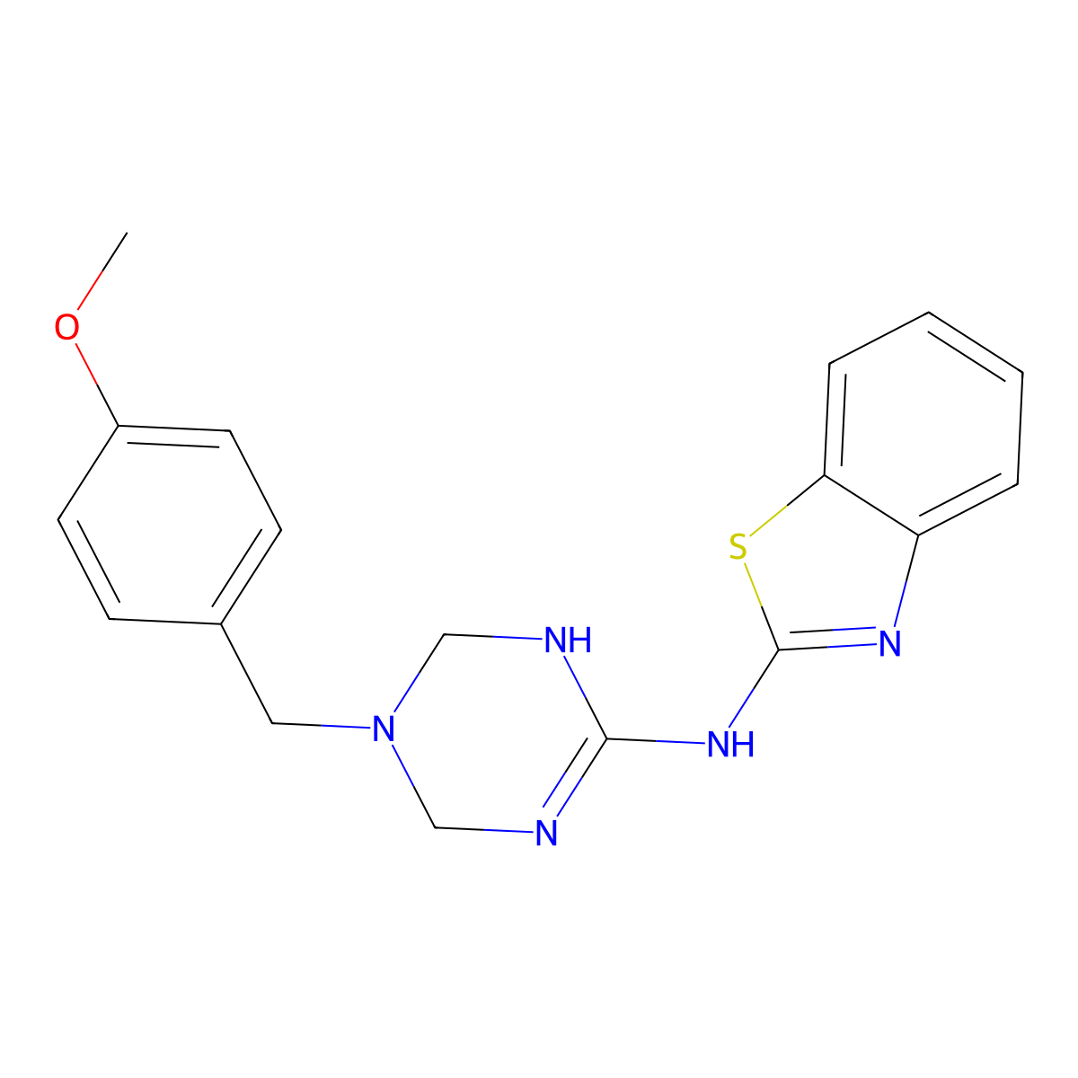 Benzothiazol-2-yl-[5-(4-methoxy-benzyl)-1,4,5,6-tetrahydro-[1,3,5]triazin-2-yl]-amine molecular structure, CAS 810634-05-0