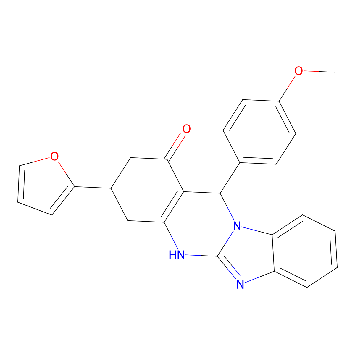 3-(furan-2-yl)-12-(4-methoxyphenyl)-3,4,5,12-tetrahydro-2H-benzimidazolo[2,1-b]quinazolin-1-one molecular structure, CAS 810636-29-4