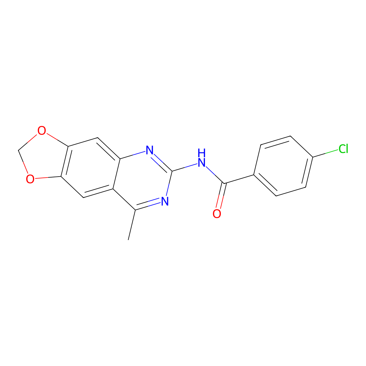 4-chloro-N-(8-methyl-[1,3]dioxolo[4,5-g]quinazolin-6-yl)benzamide molecular structure, CAS 810637-91-3