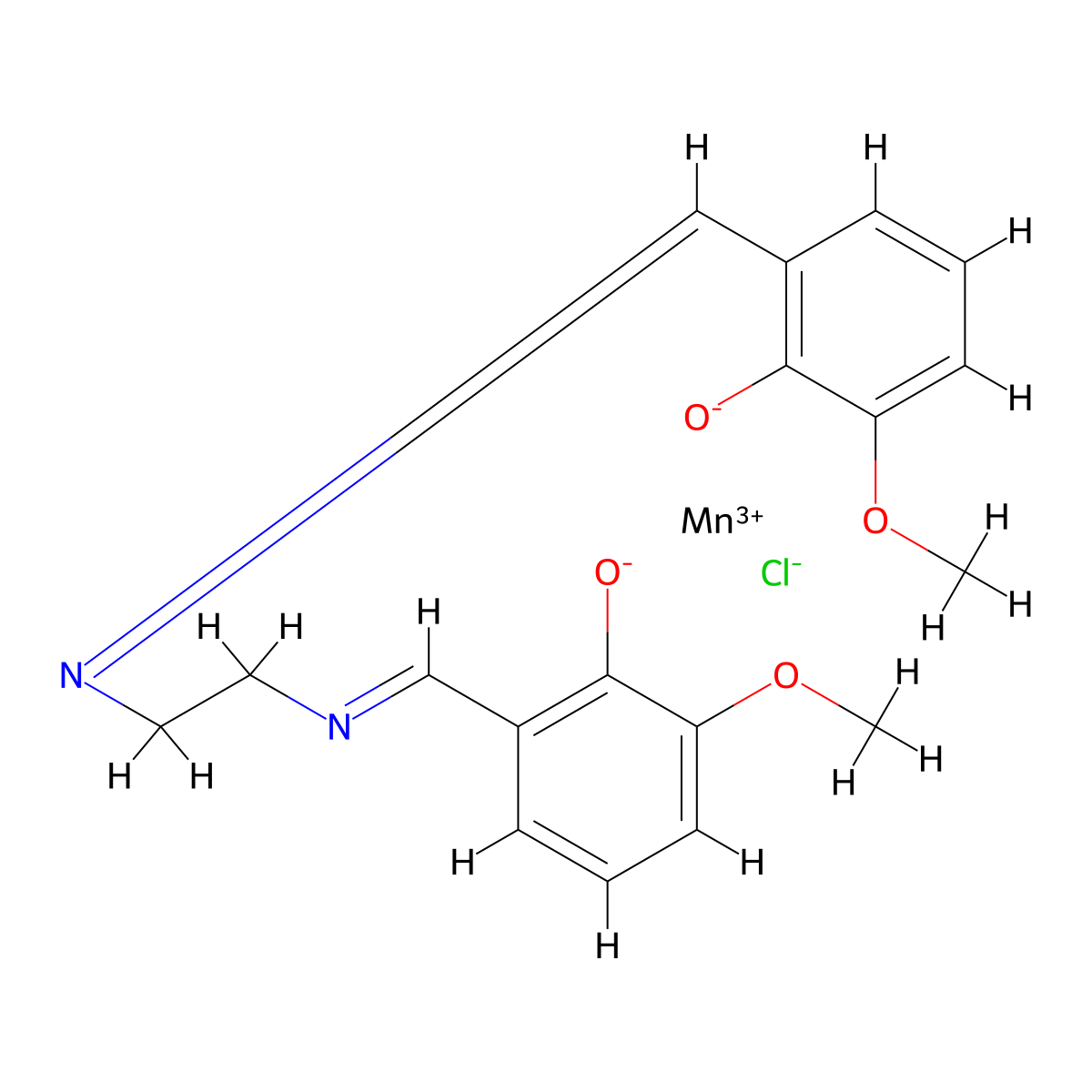 (SP-5-13)-Chloro[[2,2'-[1,2-ethanediylbis[(nitrilo-κN)methylidyne]]bis[6-methoxyphenolato-κO]](2-)]manganese , EUK-134 molecular structure, CAS 81065-76-1