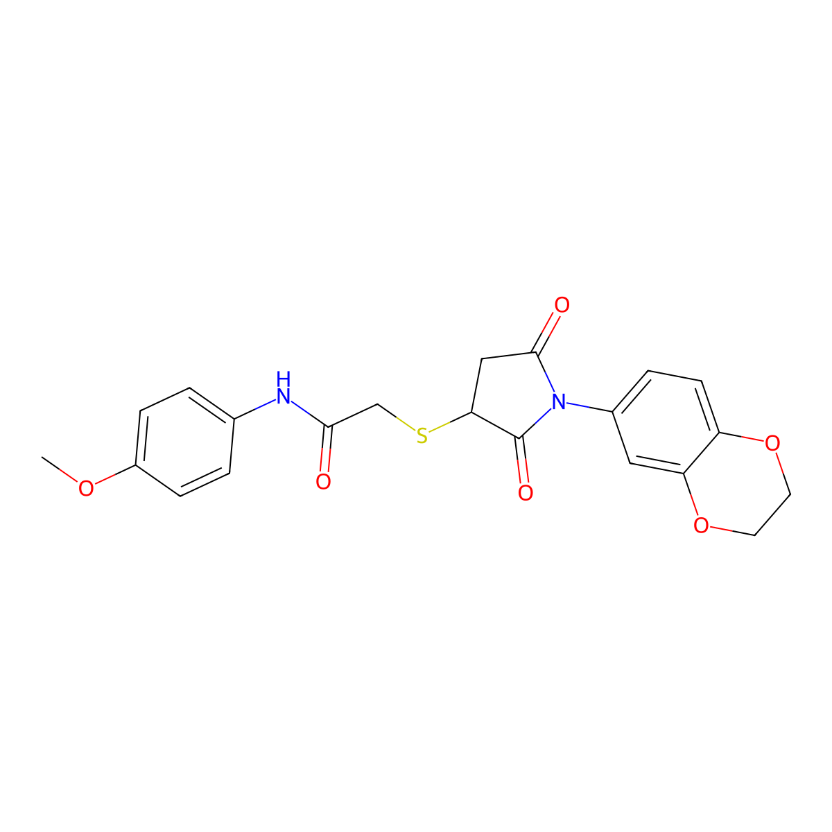 2-{[1-(2,3-dihydro-1,4-benzodioxin-6-yl)-2,5-dioxopyrrolidin-3-yl]sulfanyl}-N-(4-methoxyphenyl)acetamide molecular structure, CAS 810686-79-4
