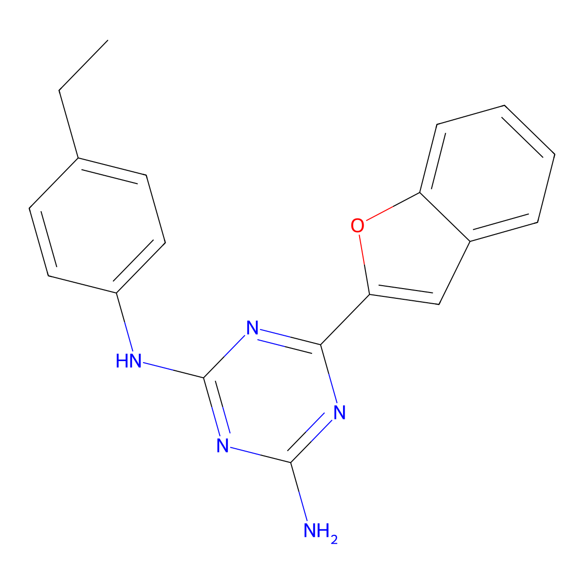 6-(1-benzofuran-2-yl)-N-(4-ethylphenyl)-1,3,5-triazine-2,4-diamine molecular structure, CAS 810686-88-5