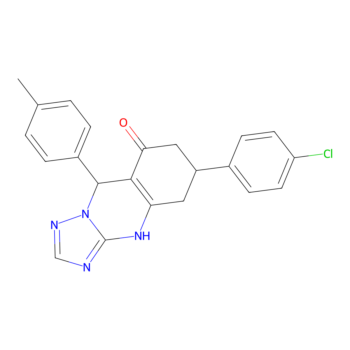 6-(4-chlorophenyl)-9-(4-methylphenyl)-5,6,7,9-tetrahydro[1,2,4]triazolo[5,1-b]quinazolin-8(4H)-one molecular structure, CAS 810687-01-5