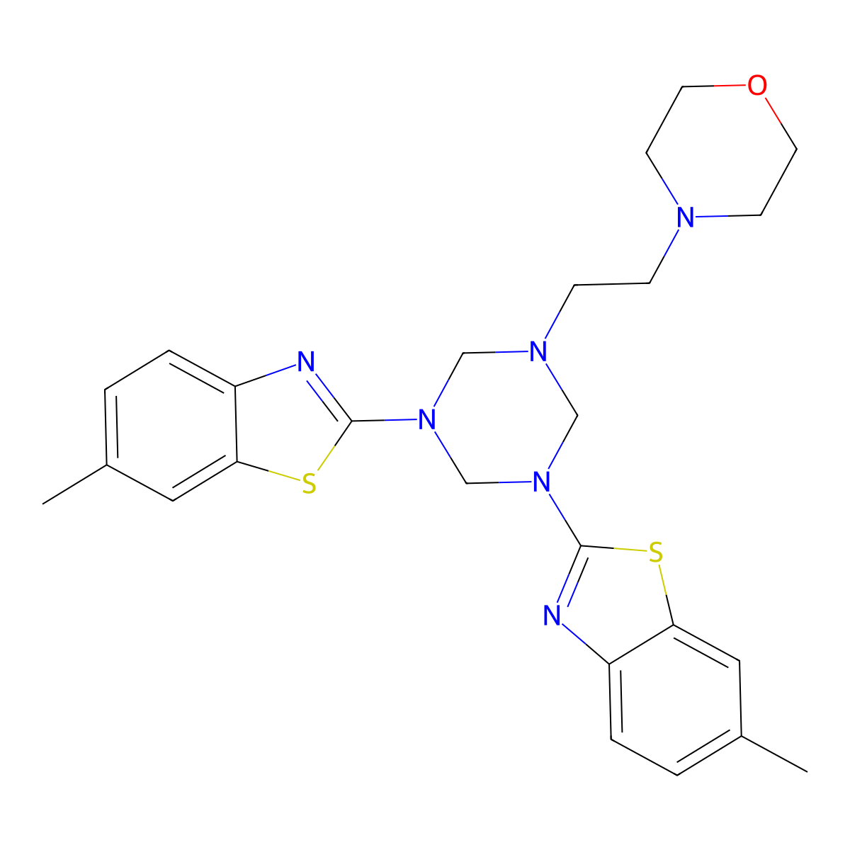 2,2'-{5-[2-(Morpholin-4-yl)ethyl]-1,3,5-triazinane-1,3-diyl}bis(6-methyl-1,3-benzothiazole) molecular structure, CAS 810687-19-5