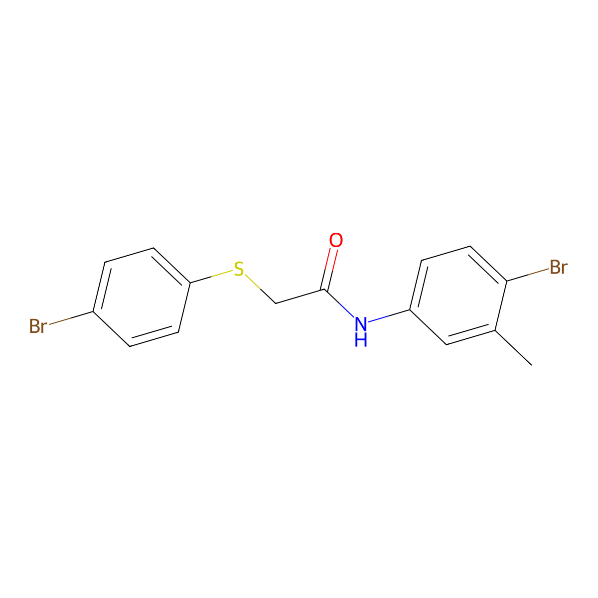 N-(4-bromo-3-methylphenyl)-2-[(4-bromophenyl)sulfanyl]acetamide molecular structure, CAS 810689-44-2