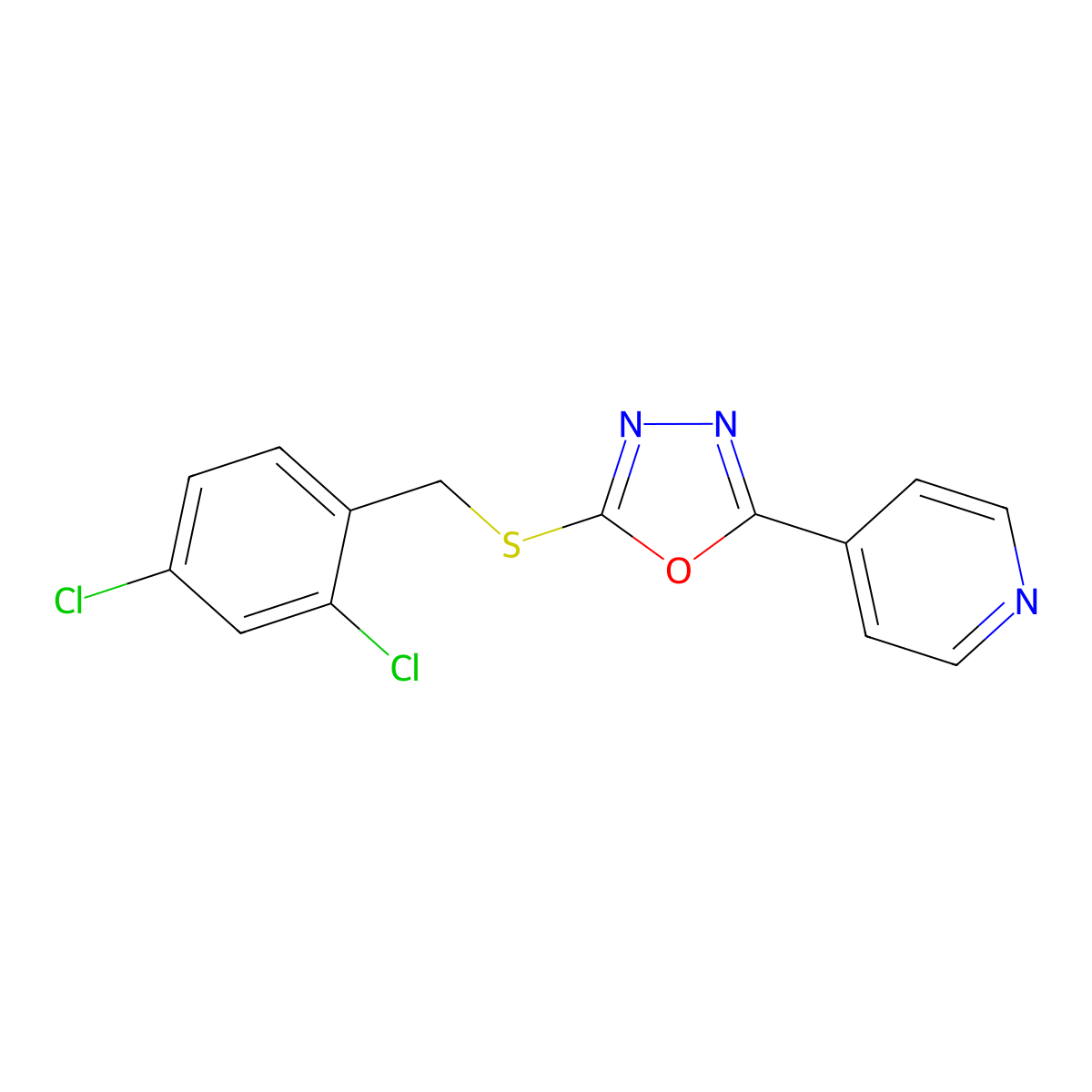 2-[(2,4-Dichlorophenyl)methylthio]-5-pyridin-4-yl-1,3,4-oxadiazole molecular structure, CAS 810690-45-0