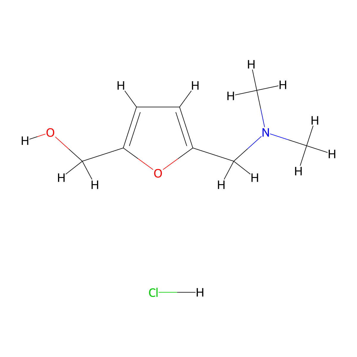 ((2-(Hydroxymethyl)-5-furyl)methyl)ammonium chloride molecular structure, CAS 81074-81-9