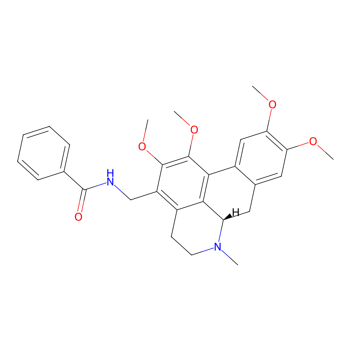 Benzamide, N-((5,6,6a,7-tetrahydro-1,2,9,10-tetramethoxy-6-methyl-4H-dibenzo(de,g)quinolin-3-yl)methyl)-, (S)- molecular structure, CAS 81074-94-4