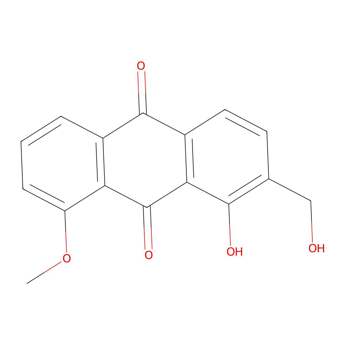 1-Hydroxy-2-(hydroxymethyl)-8-methoxyanthracene-9,10-dione molecular structure, CAS 81074-95-5