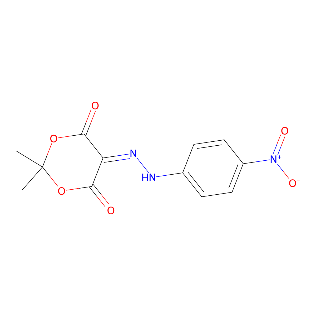 2,2-Dimethyl-5-[(4-nitrophenyl)hydrazinylidene]-1,3-dioxane-4,6-dione molecular structure, CAS 81077-44-3
