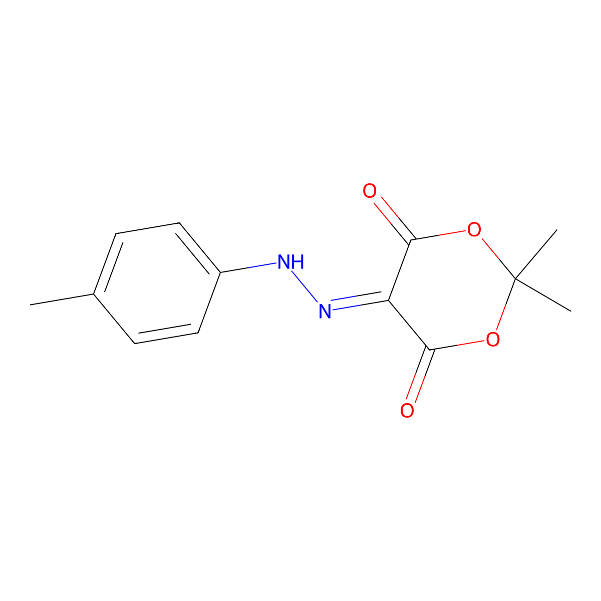2,2-Dimethyl-5-[(4-methylphenyl)hydrazinylidene]-1,3-dioxane-4,6-dione molecular structure, CAS 81077-46-5