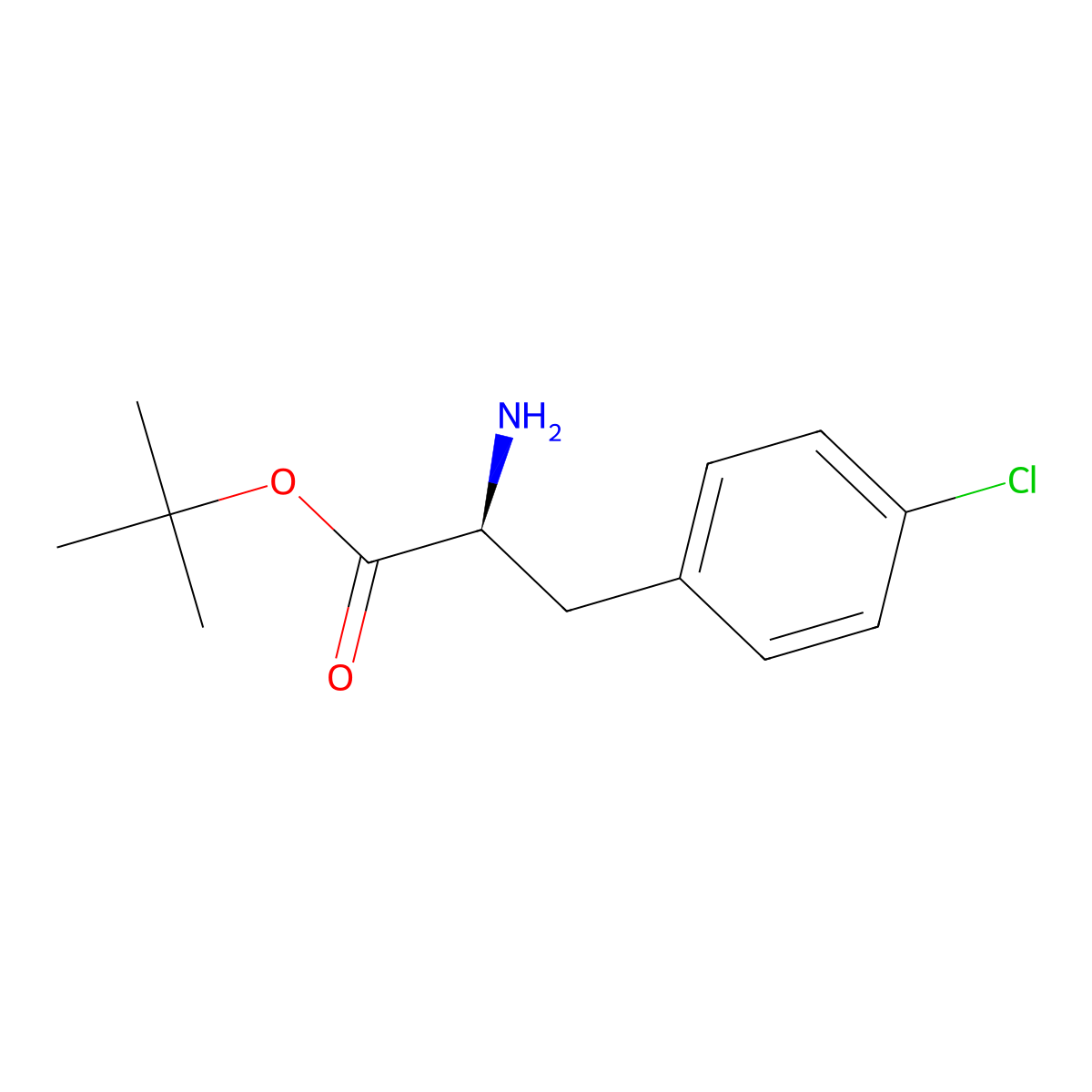tert-butyl (2S)-2-amino-3-(4-chlorophenyl)propanoate molecular structure, CAS 81085-20-3