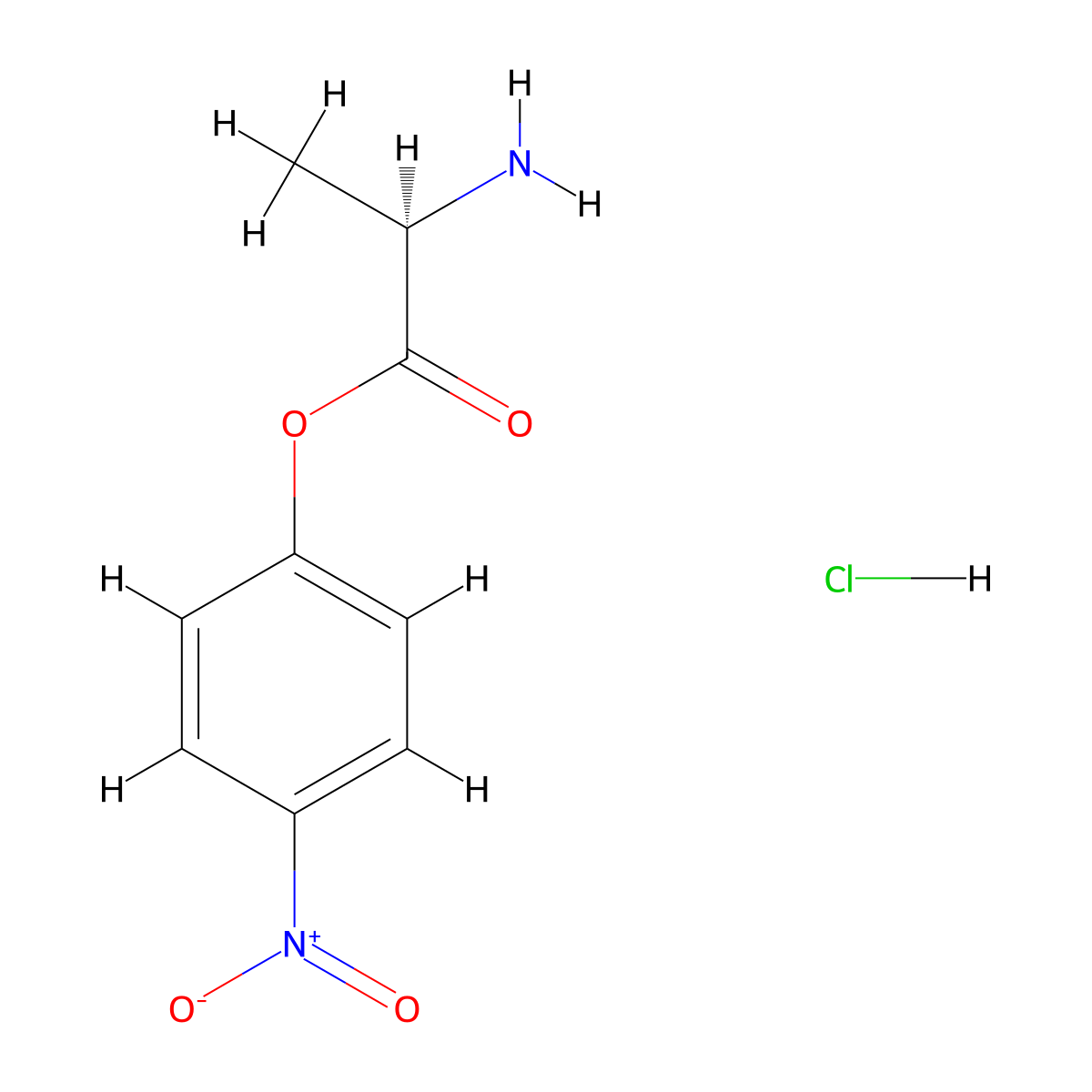 (R)-4-Nitrophenyl 2-aminopropanoate hydrochloride molecular structure, CAS 81086-57-9