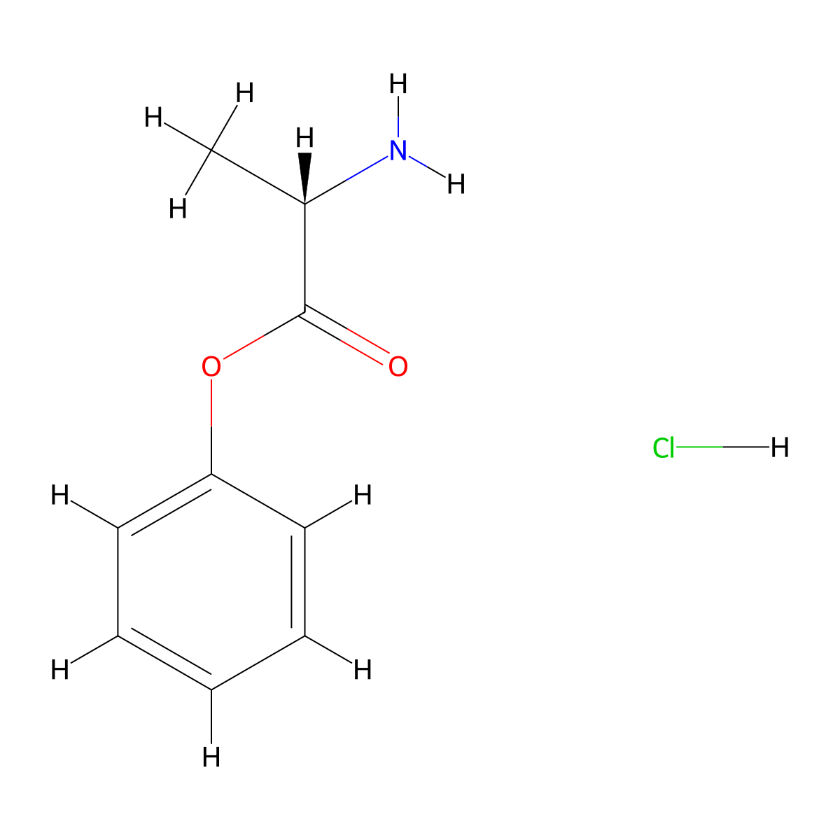 phenyl(2S)-2-aminopropanoatehydrochloride molecular structure, CAS 81086-62-6