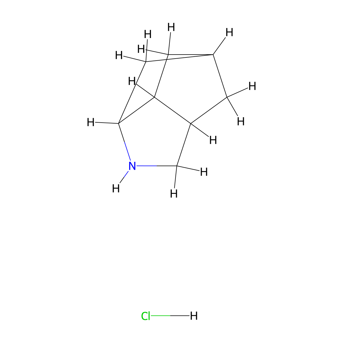 4-Azatricyclo[4.2.1.0,3,7]nonane hydrochloride molecular structure, CAS 81089-81-8