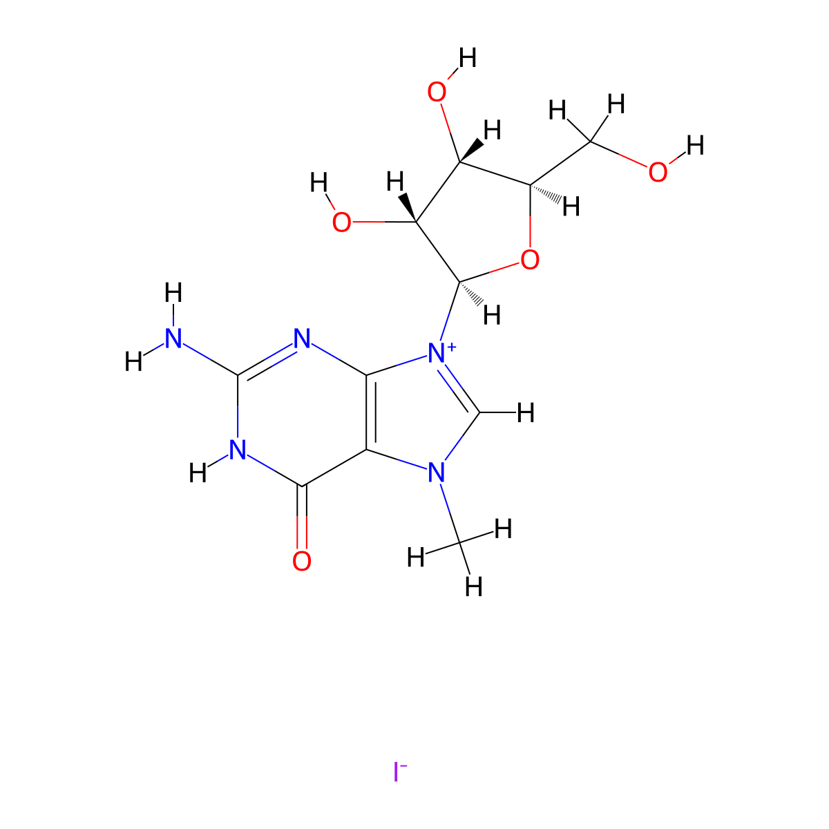 Guanosine, 7-methyl-, iodide (1:1) molecular structure, CAS 81100-62-1