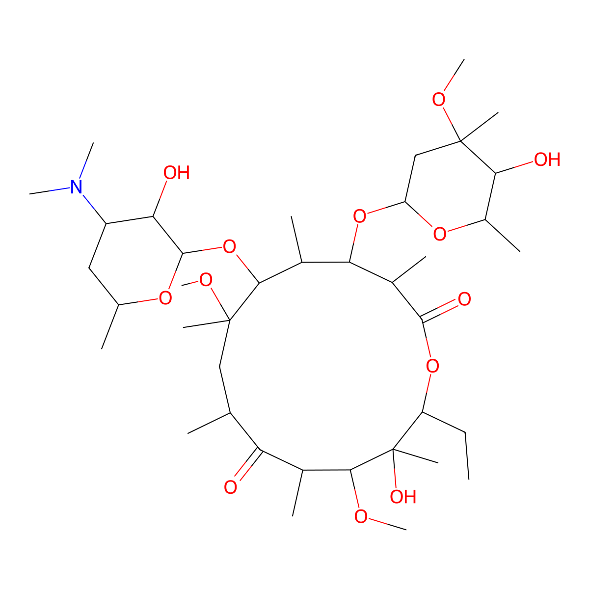 Clarithromycin EP impurity E molecular structure, CAS 81103-14-2