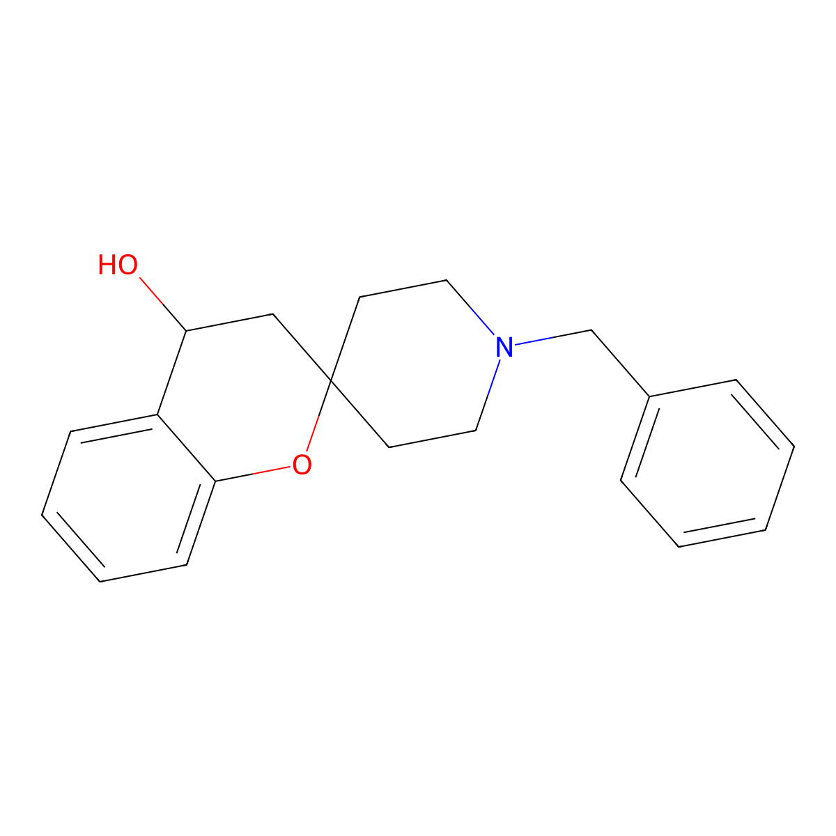 1'-Benzyl-3,4-dihydrospiro[1-benzopyran-2,4'-piperidine]-4-ol molecular structure, CAS 81109-75-3