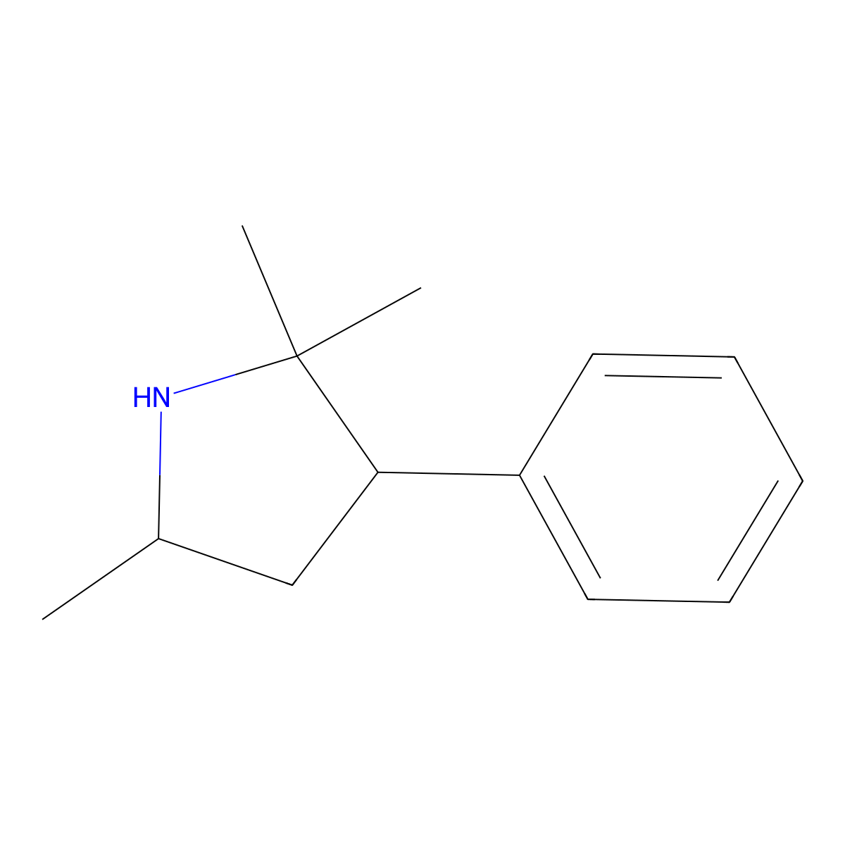 2,2,5-Trimethyl-3-phenylpyrrolidine molecular structure, CAS 81113-66-8
