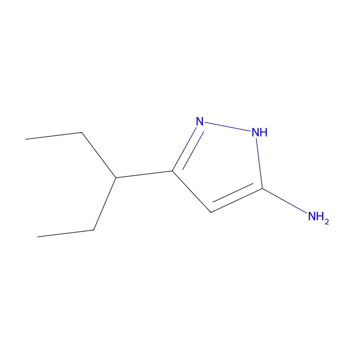3-(pentan-3-yl)-1H-pyrazol-5-amine molecular structure, CAS 81114-33-2