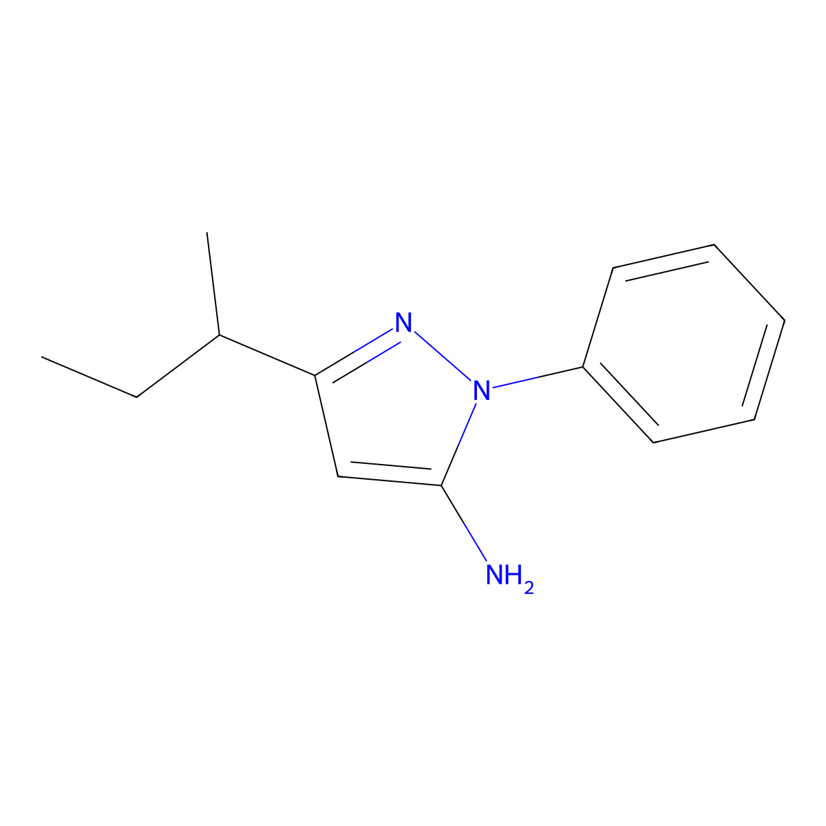 3-(Butan-2-yl)-1-phenyl-1H-pyrazol-5-amine molecular structure, CAS 81114-34-3